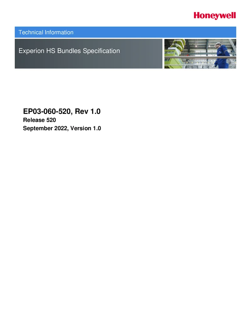 Especificaciones de Paquetes Experion HS R.520