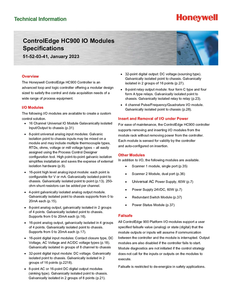 ControlEdge HC900 – IO Modulos