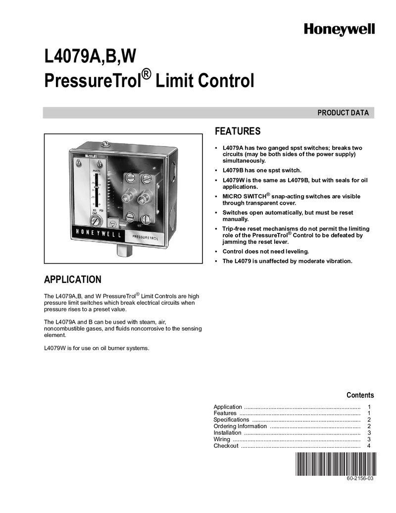 Presuretrol Seguridad – L4079A1050